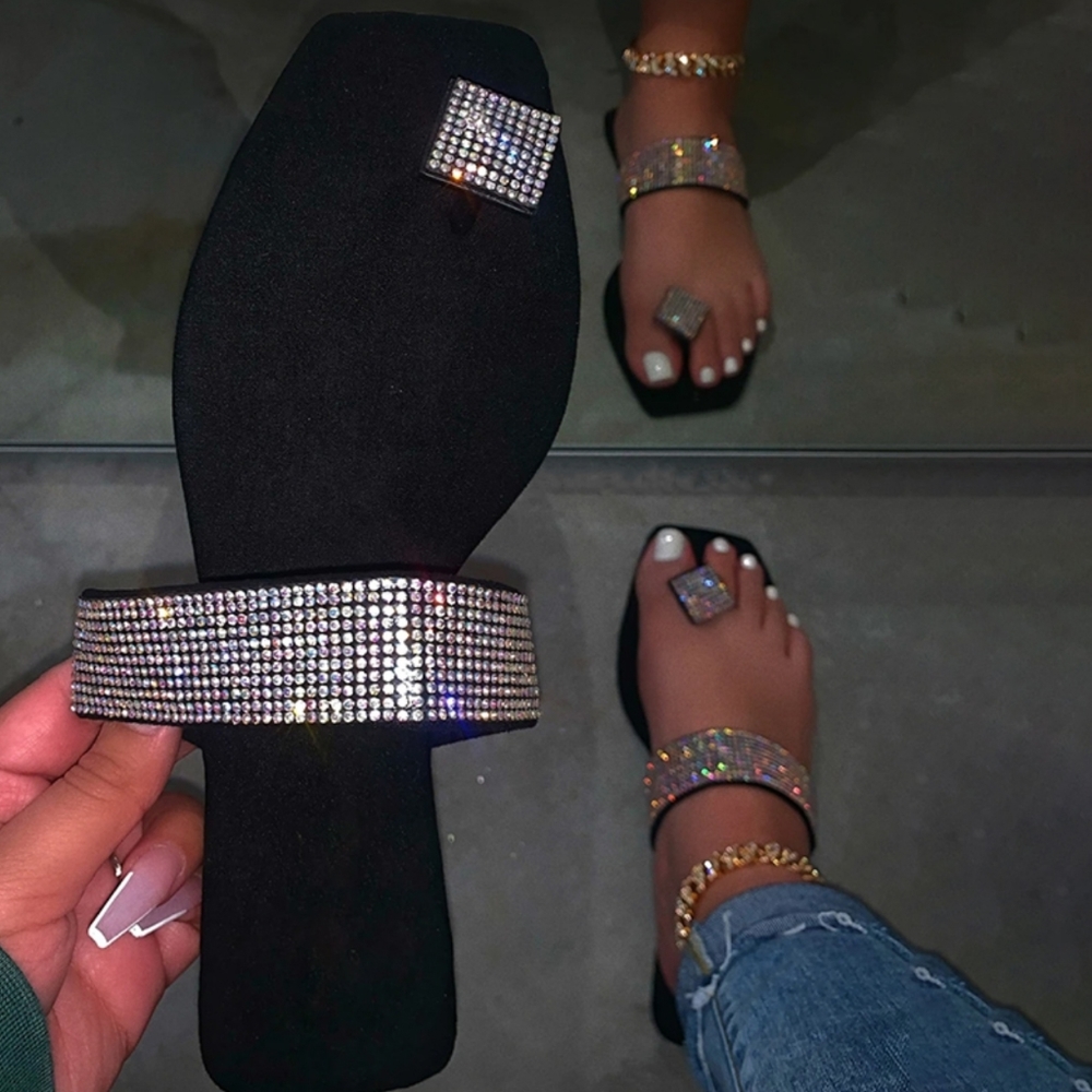 𝙇𝙖𝙨𝙩 𝙎𝙞𝙯 6 🖤Rhinestone Emblished Squared - Picture 7 of 9